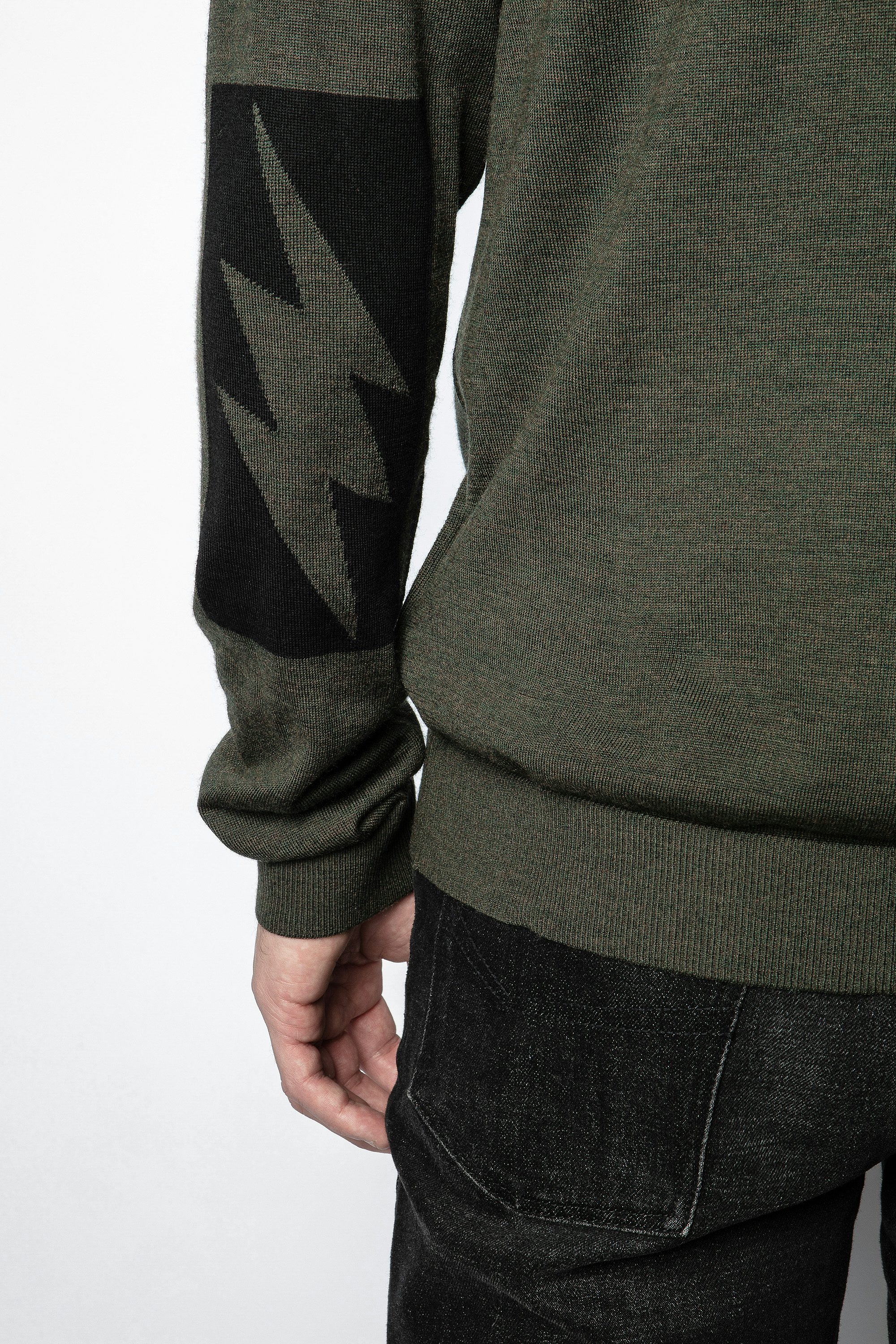 Clash Patch Cardigan - Men’s green cardigan.